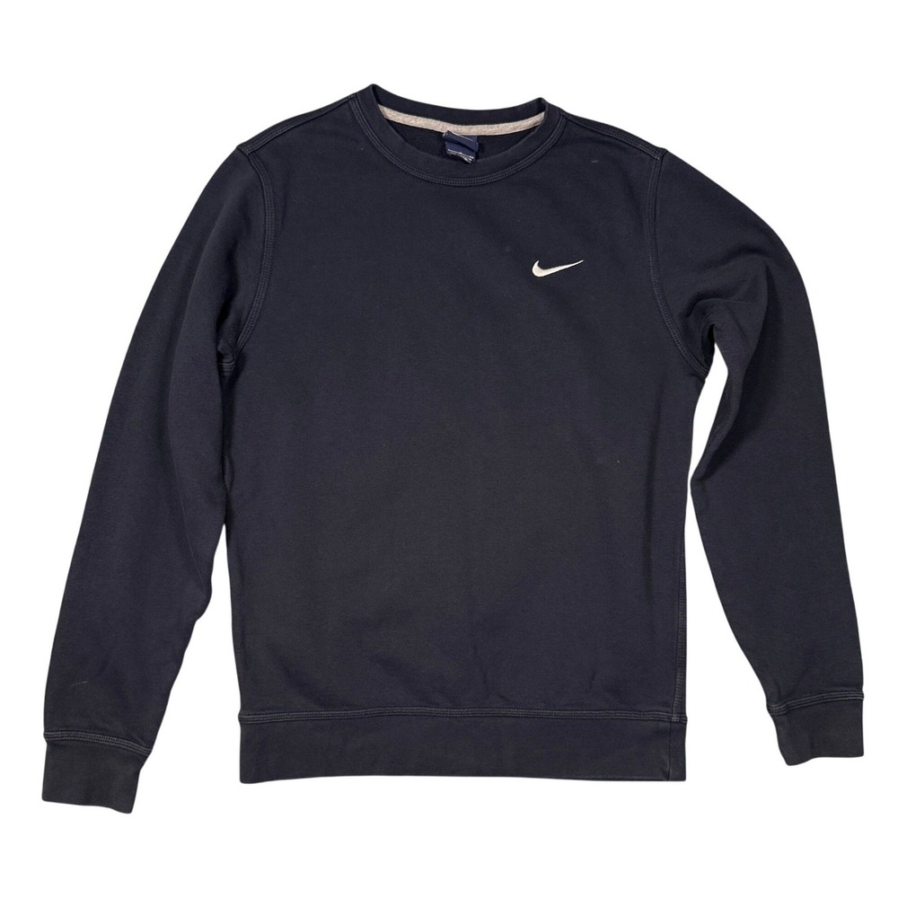 Nike Crewneck Sweatshirt Small Navy Blue Embroidered Swoosh Fleece Sportswear